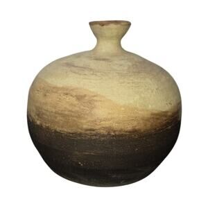 MCM Hand Thrown Gourd Ceramic Vessel Nguyen 56 Raw Textured Stoneware Bud Vase